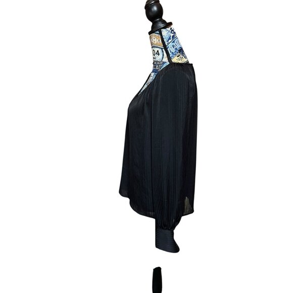 Nine West Black Sheer Striped Print Long Sleeve Work Business Blouse Sz S - Picture 8 of 13